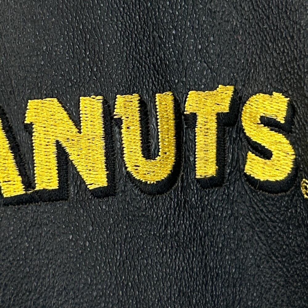 Vintage 90s Snoopy Peanuts Leather Bomber Jacket L Large American Toons Black - Picture 4 of 16
